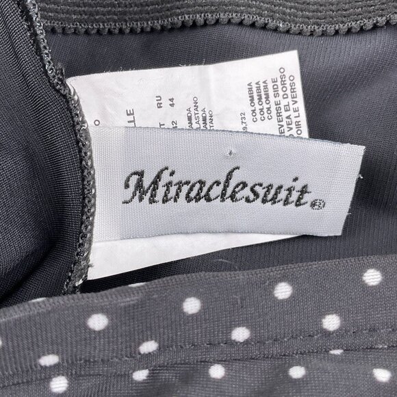 Miraclesuit 1pc Swimsuit Women 8‎ Black White Polka Dot Blouson Pad Bra VTG - Picture 7 of 10